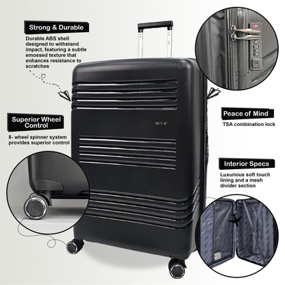 Brookwood Set of 3 Hard Shell Suitcase in Black