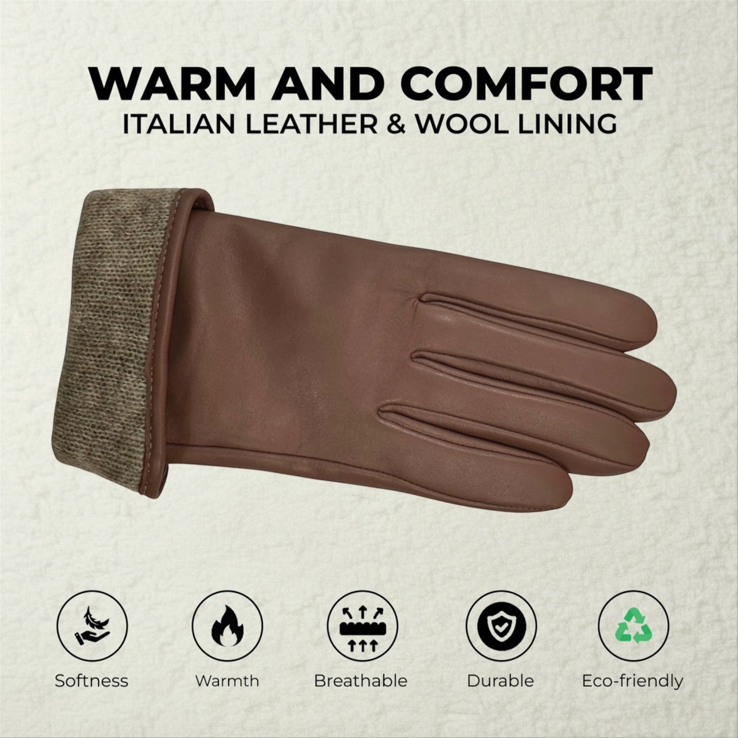 Womens Italian Leather Winter Bow Design Soft Wool Lining Gloves - L-GLV-401