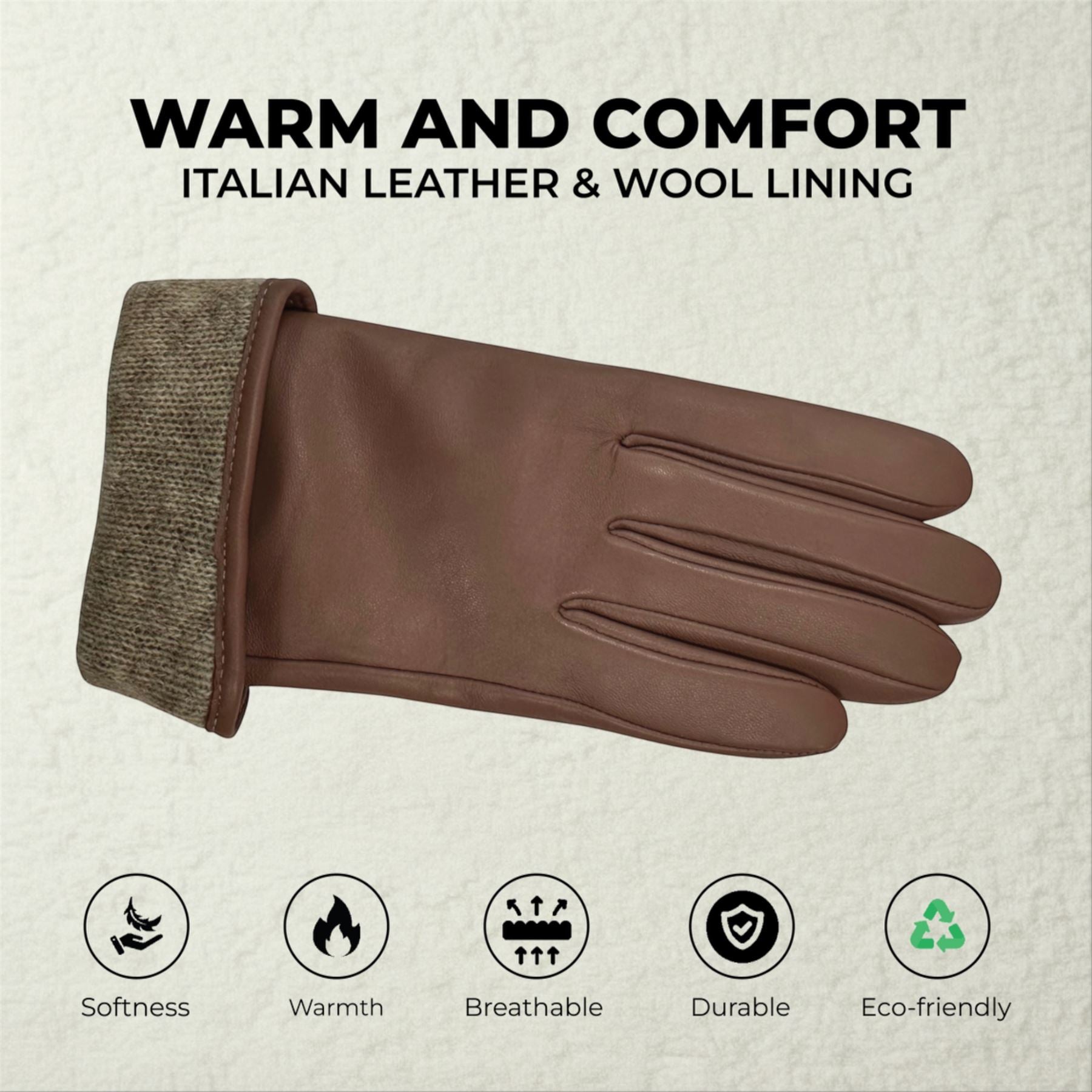 Womens Italian Leather Winter Bow Design Soft Wool Lining Gloves - L-GLV-401