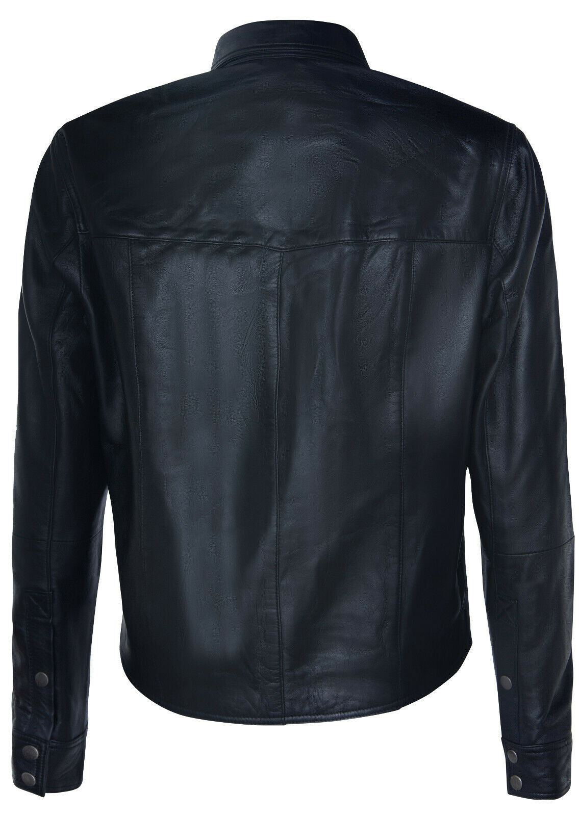 Mens Retro Denim Leather Shirt Jacket-Dorking
