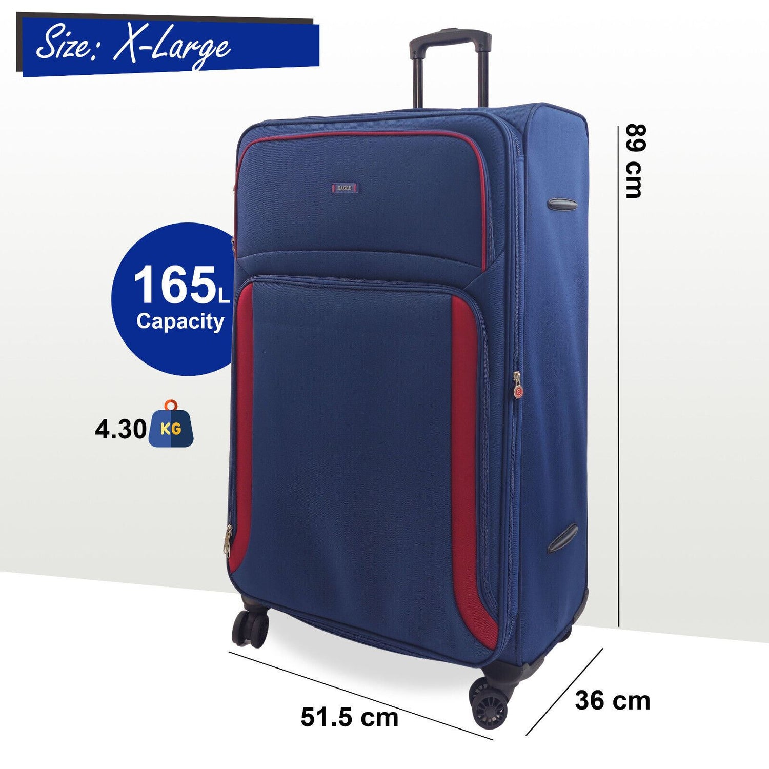 Ashland Extra Large Soft Shell Suitcase in Navy