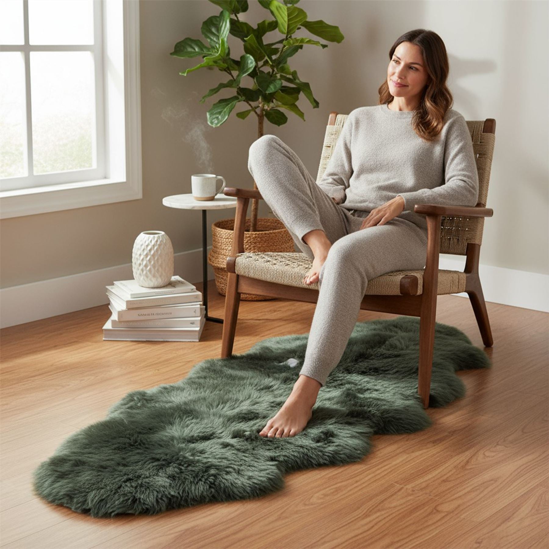 Genuine Sheepskin Double Natural Fluffy Silky Soft Real Wool Rug