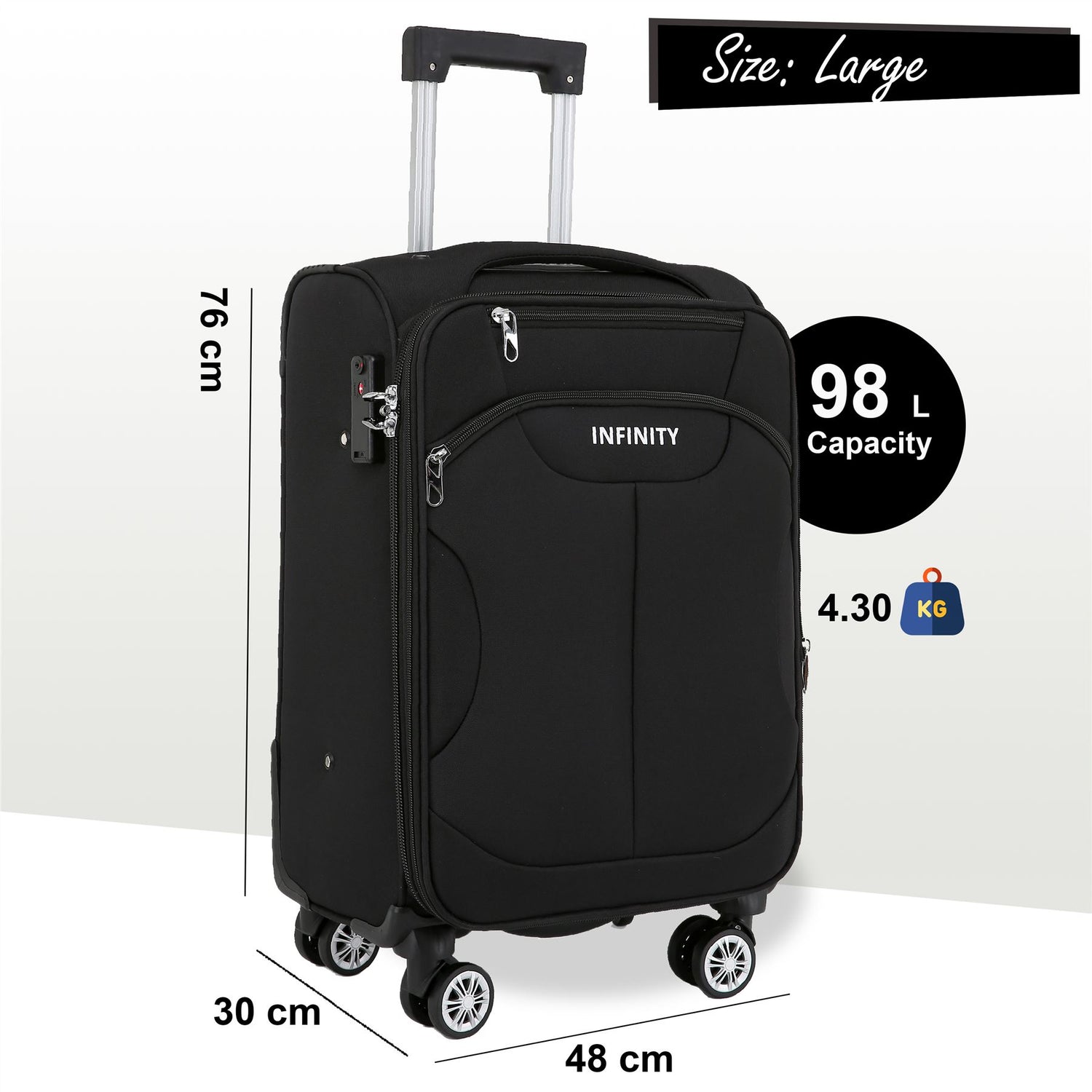 Delta Large Hard Shell Suitcase in Black