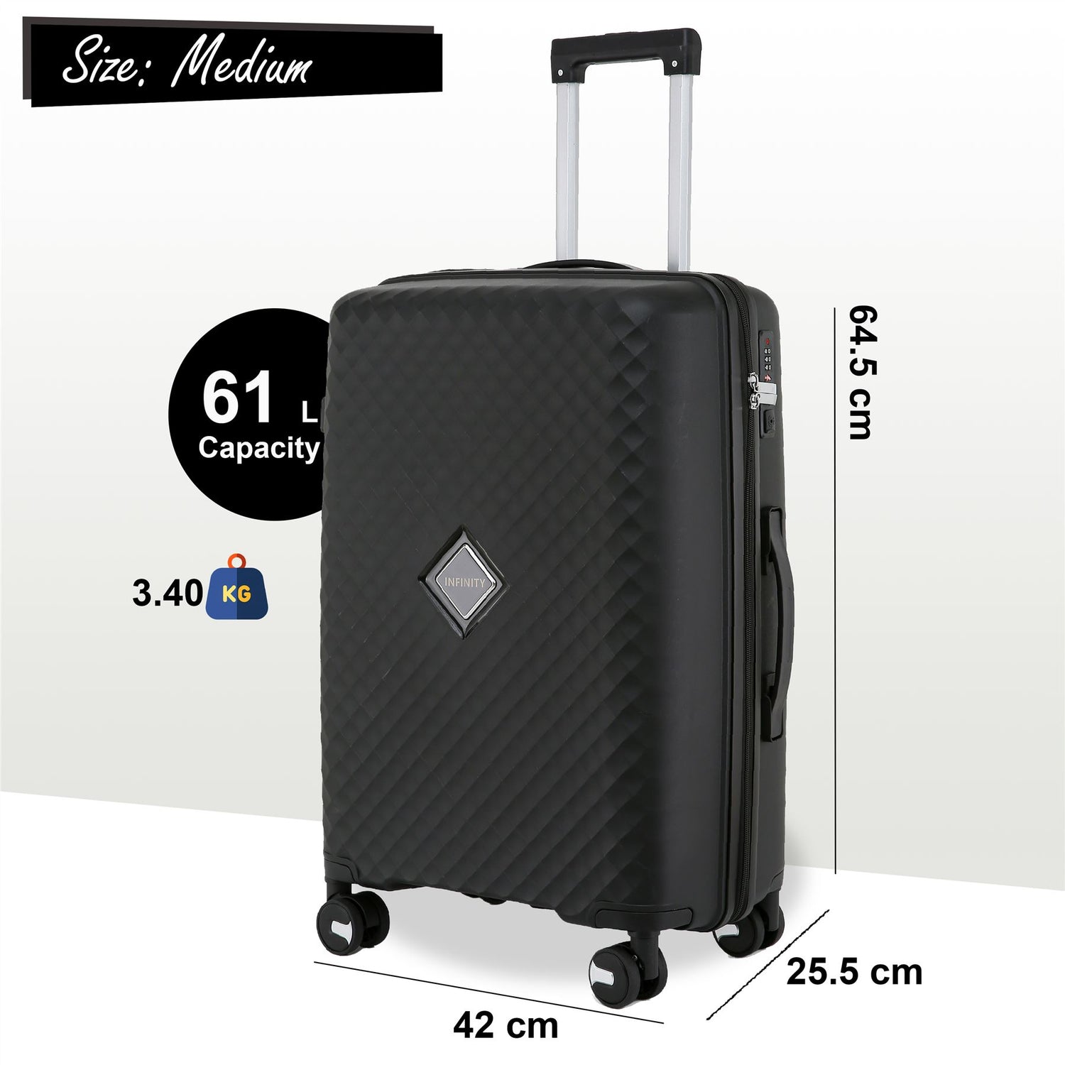 Courtenay Medium Hard Shell Suitcase in Black