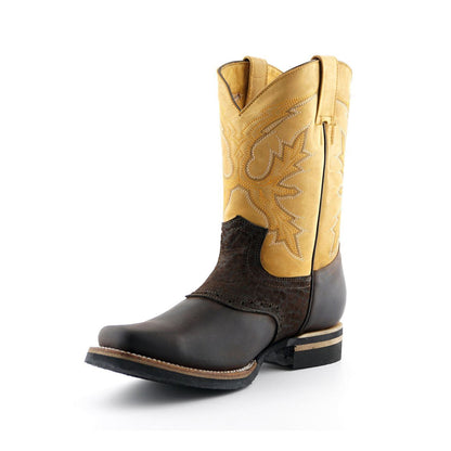 Grinders Tan Leather Cowboy Chelsea Boots- Frontier
