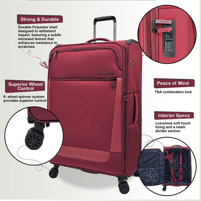 Blountsville Large Soft Shell Suitcase in Burgundy