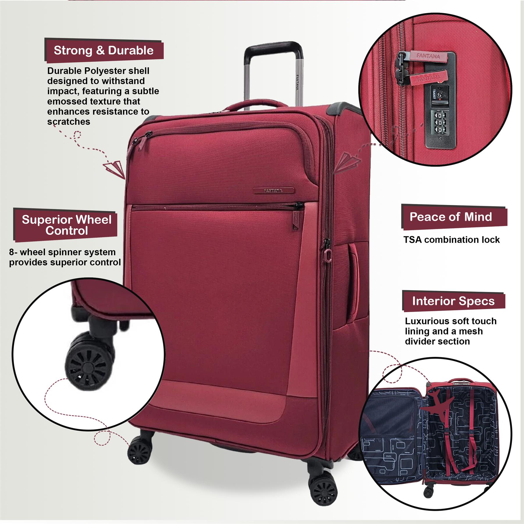 Lightweight 4 Wheel Luggage Suitcase
