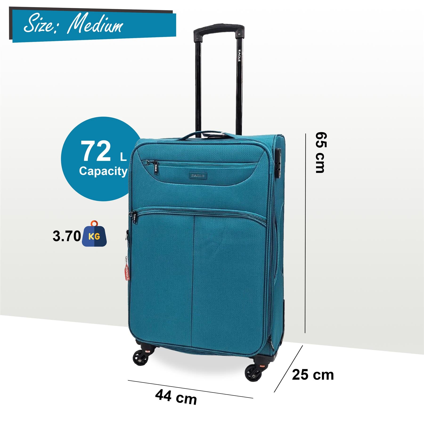 Baileyton Medium Soft Shell Suitcase in Teal