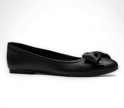 Windsorsmith Black Leather Flat Shoes With Bow - Bunny