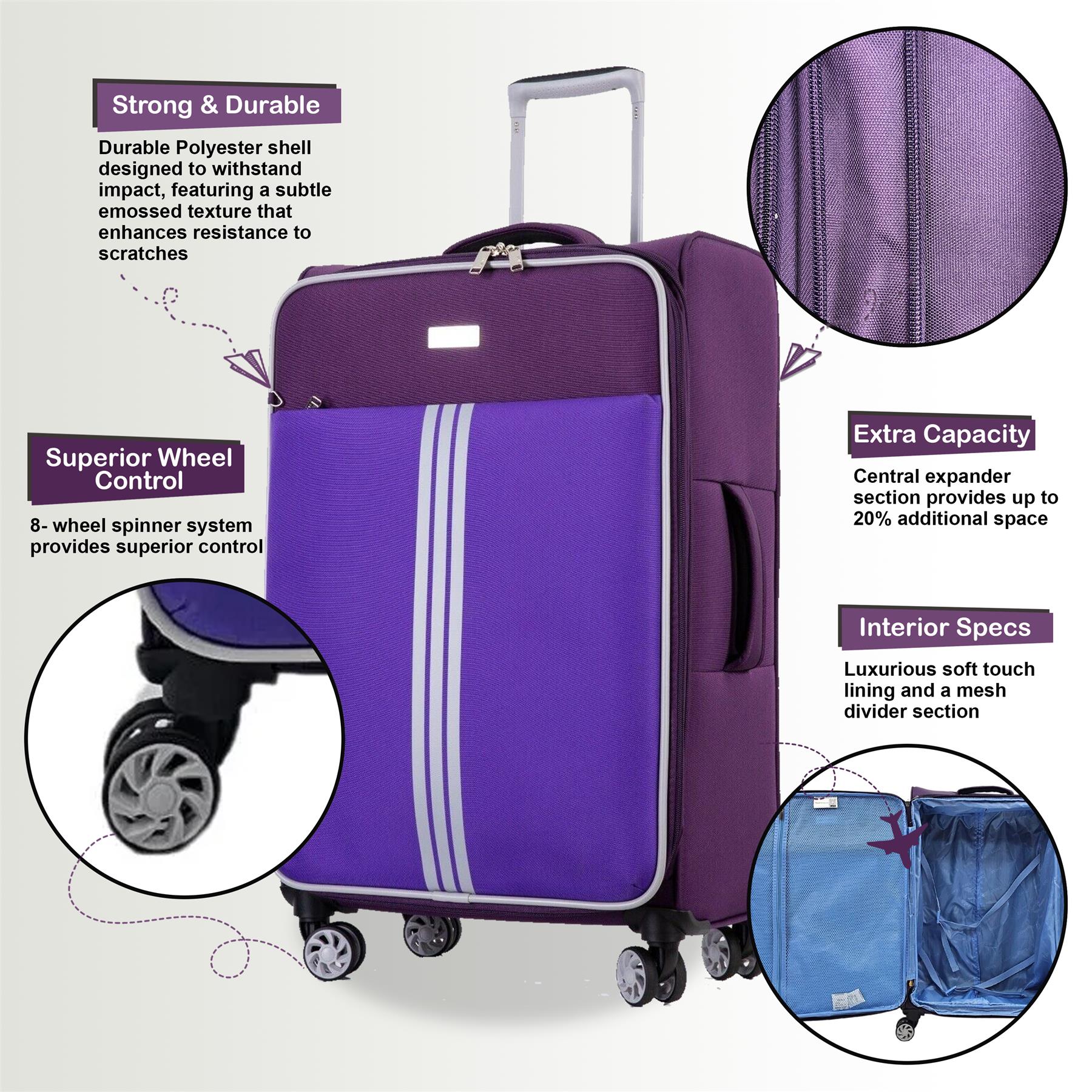 Beaverton Large Soft Shell Suitcase in Purple