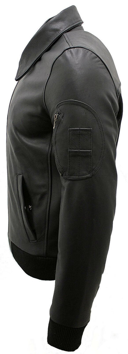 Mens Cowhide A2 Leather Bomber Jacket-Chingford