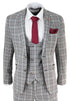 Mens 3 Piece Grey Check Retro Vintage Classic Suit - Upperclass Fashions 