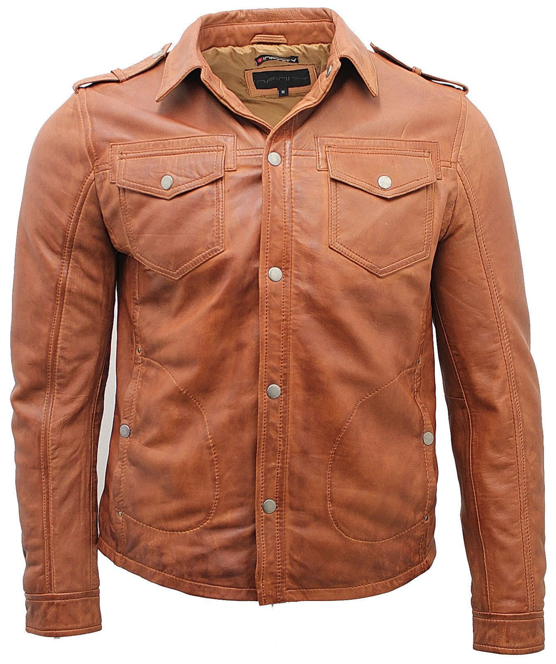 Mens Leather Jeans Style Shirt Jacket-Dawley