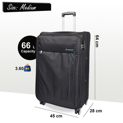 Carrollton Medium Soft Shell Suitcase in Black