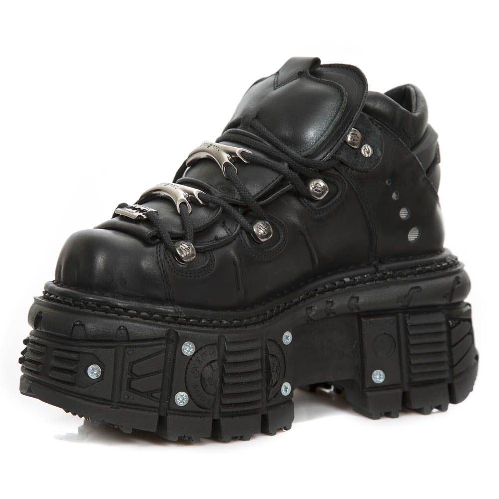 New Rock Unisex Metallic Black Leather Gothic Boots- M-TANK106-C2