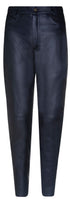 Womens Black 501 Leather Jeans Classic Biker Motorcycle Trousers - Upperclass Fashions 