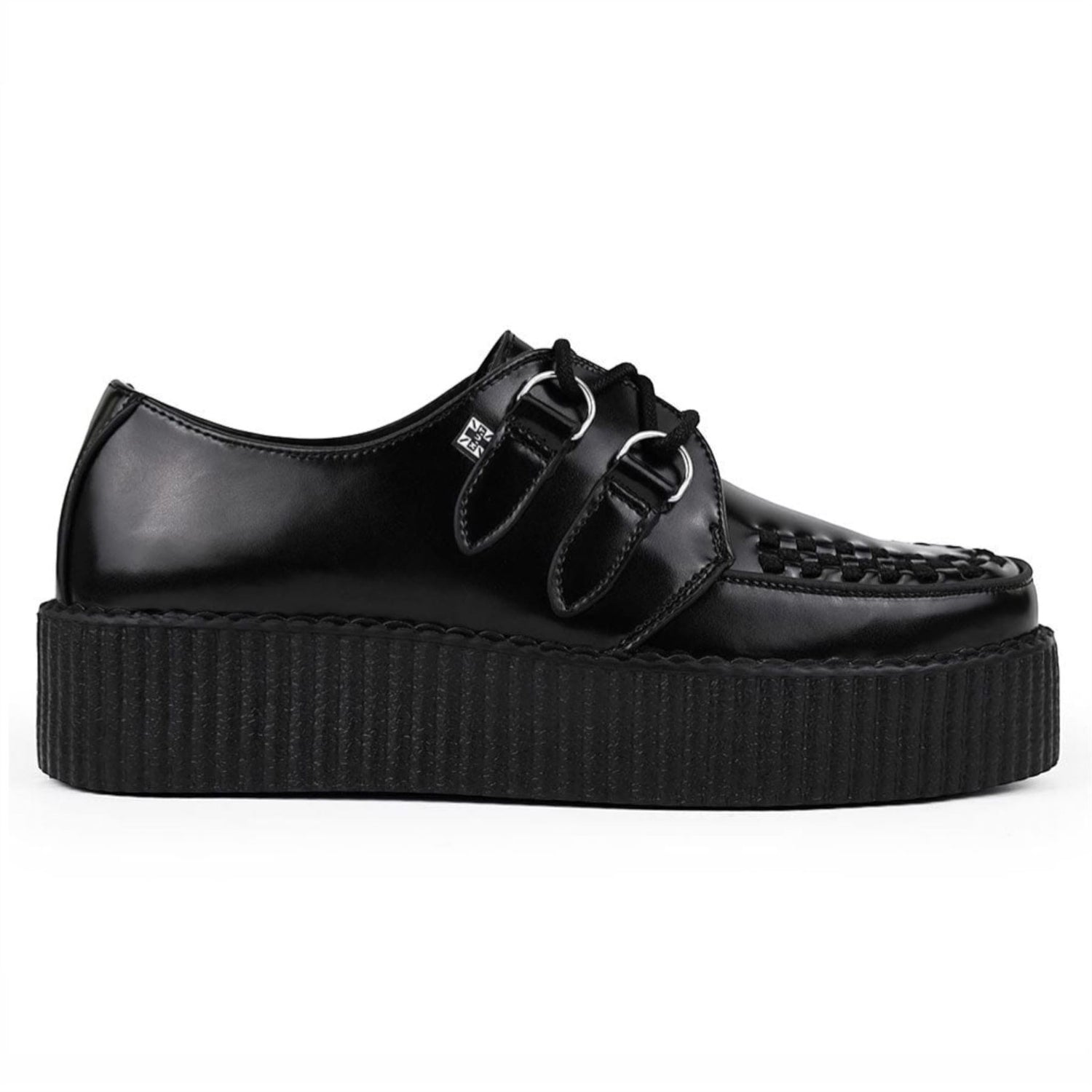 TUK Viva High Creeper Black Leather Platform Lace-Up Goth Shoes - AV6802