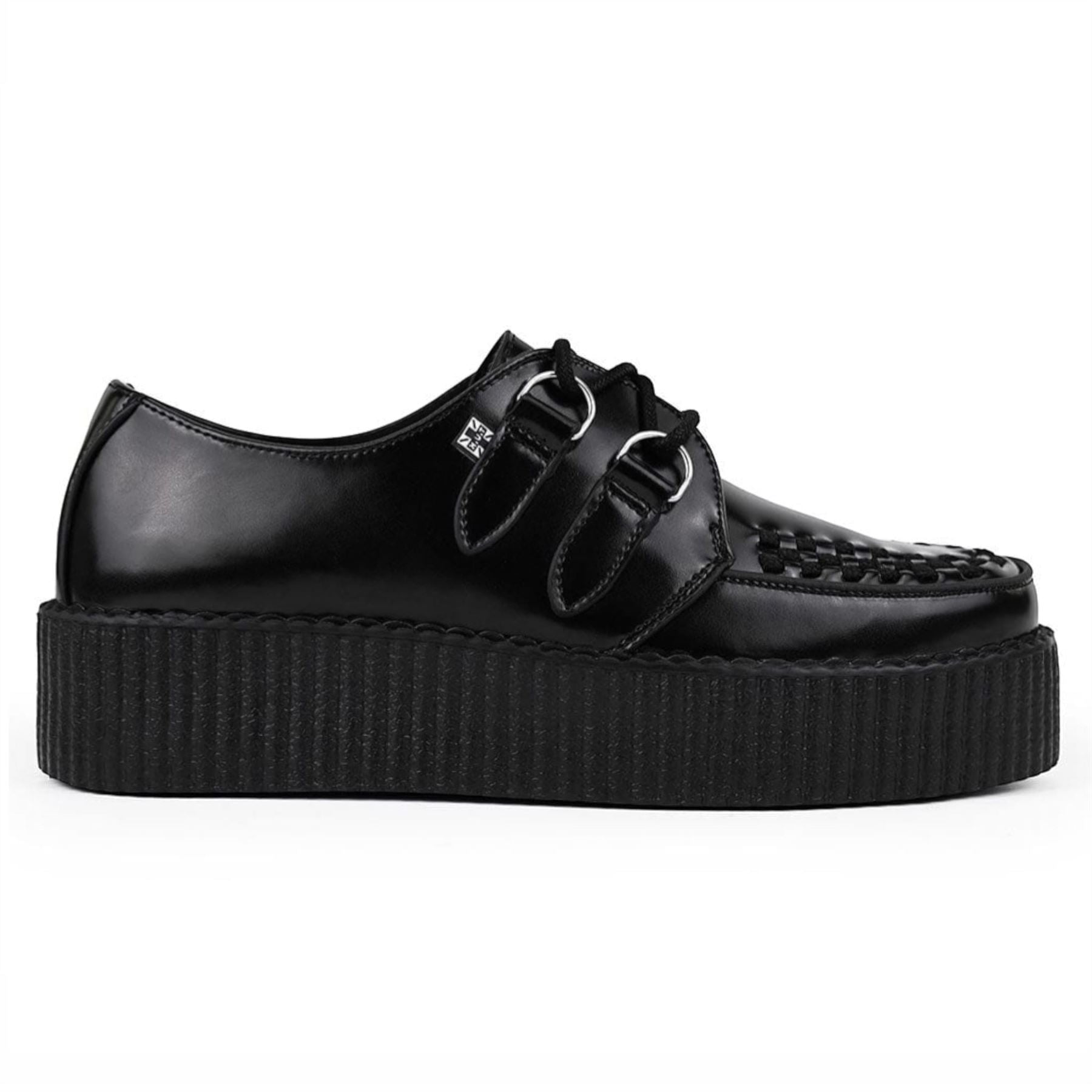 TUK Viva High Creeper Black Leather Platform Lace-Up Goth Shoes - AV6802