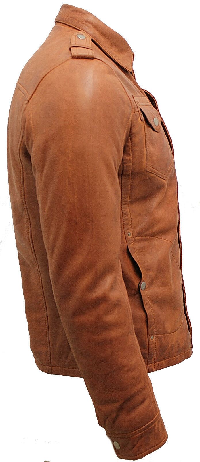 Mens Leather Jeans Style Shirt Jacket-Dawley