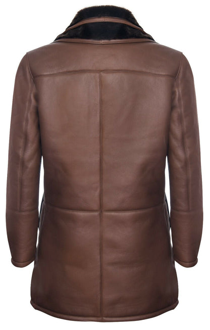 Mens Warm Sheepskin Leather Overcoat-Ilford