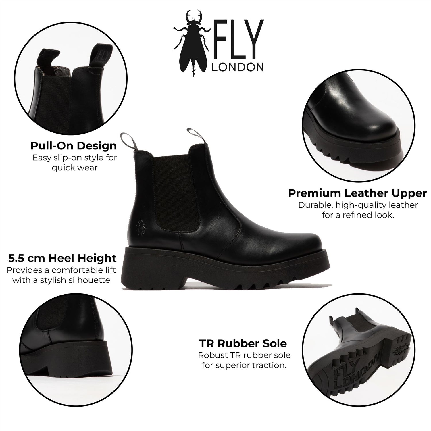 Fly London Womens MEDI789 Black Chelsea Boots