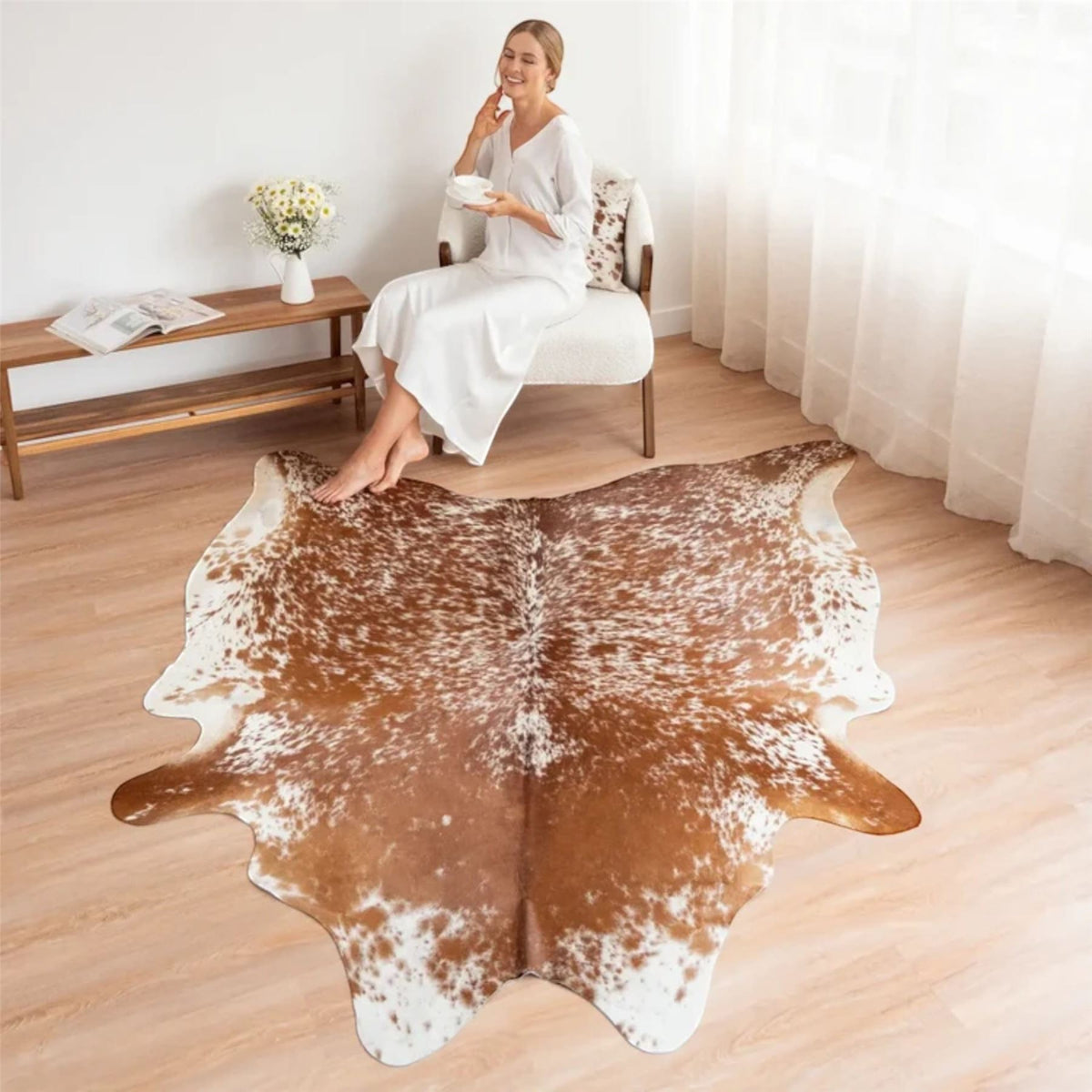 Genuine Cowhide Natural Leather Hairon Rug - Salt &amp; Papper