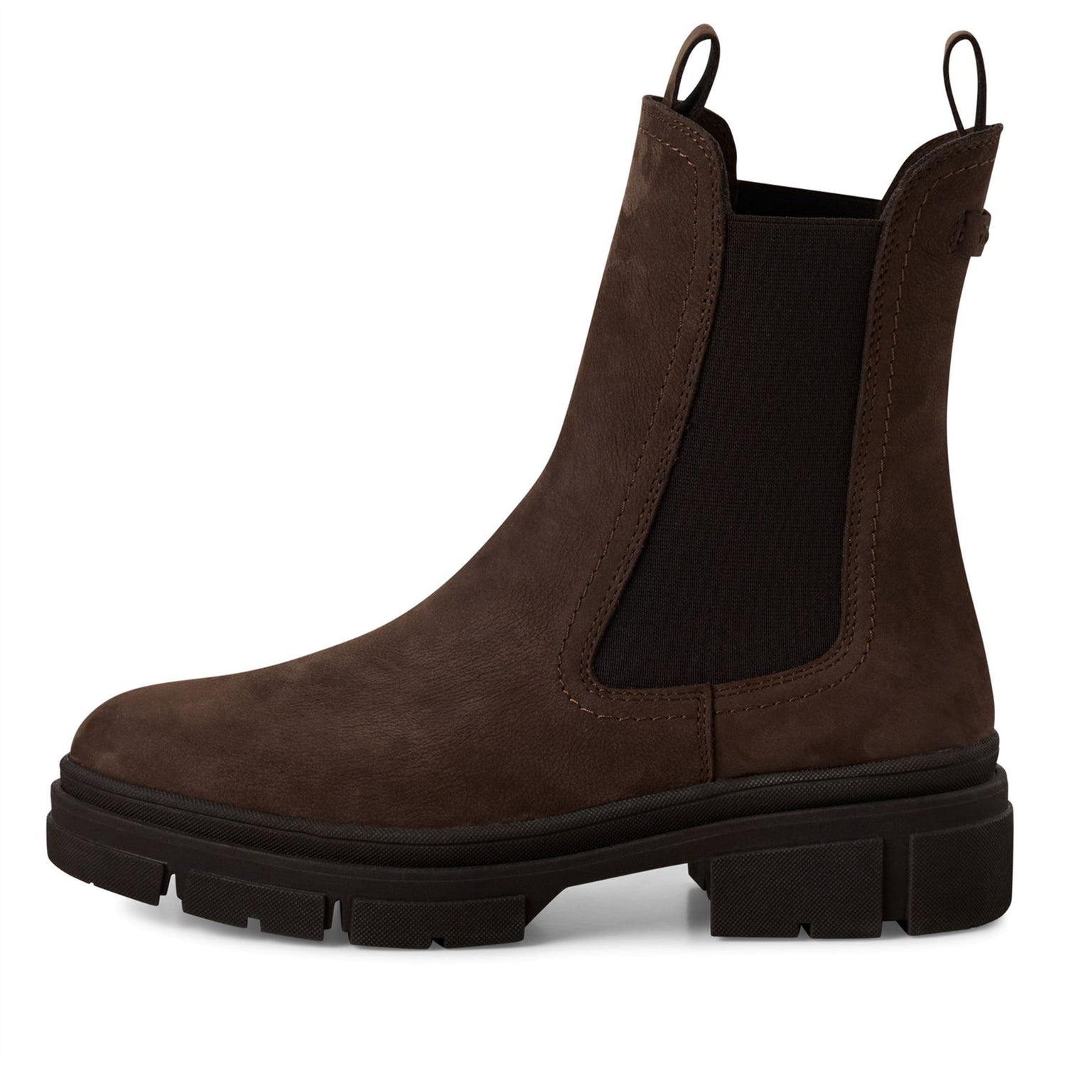 Tamaris Womens Mocca Brown Leather Classic High Pull-On Chelsea Ankle Boots