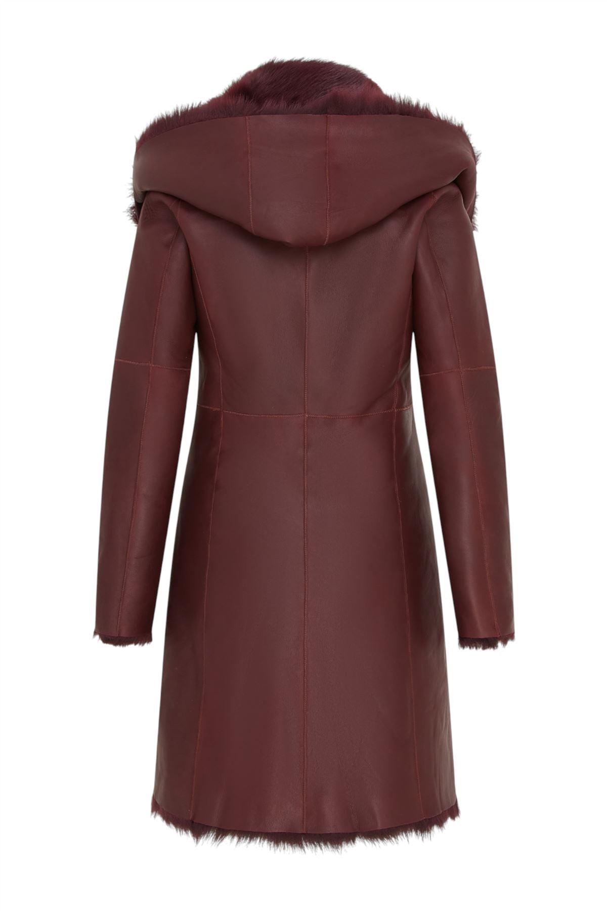 Womens Toscana Sheepskin Leather Hooded Trench Coat - Coast