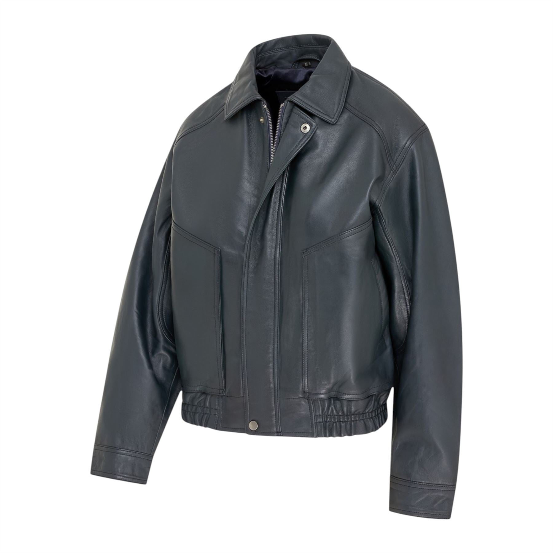 Womens Leather Biker Bomber Oversized Jacket - Blouson