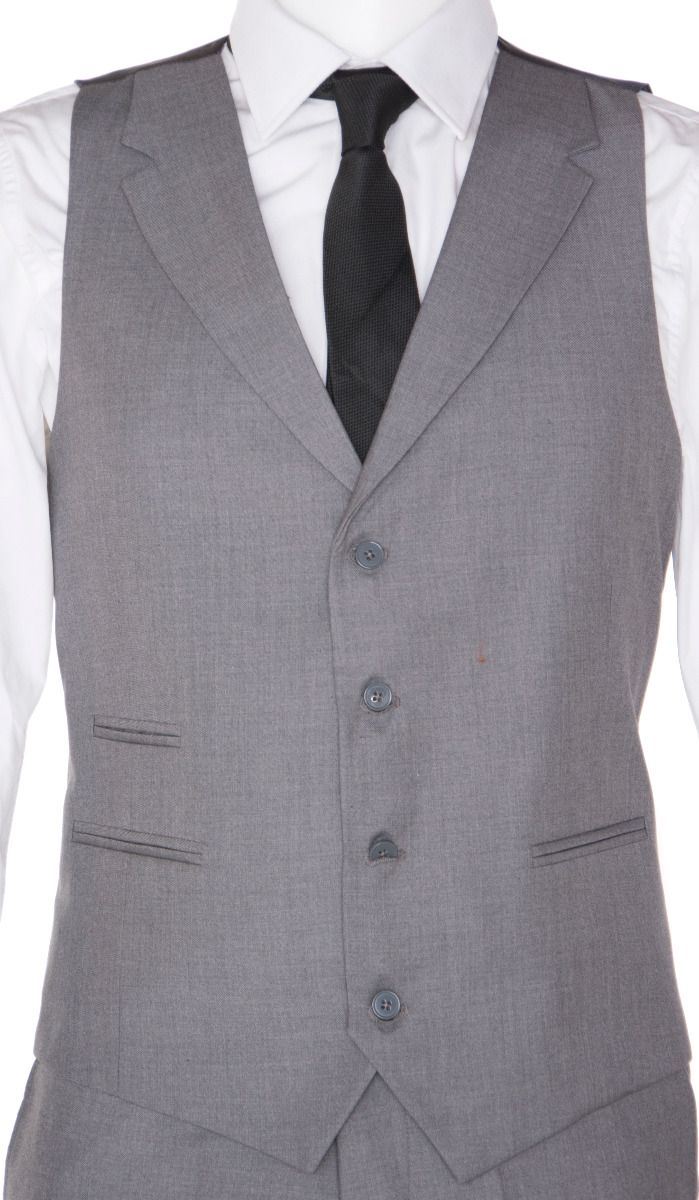 New Mens 3 Piece Suit Plain Grey Classic Tailored Fit Smart Casual 1920s Formal