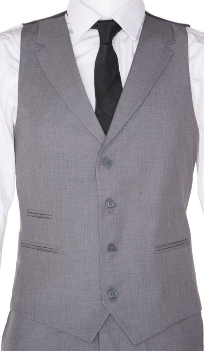 New Mens 3 Piece Suit Plain Grey Classic Tailored Fit Smart Casual 1920s Formal