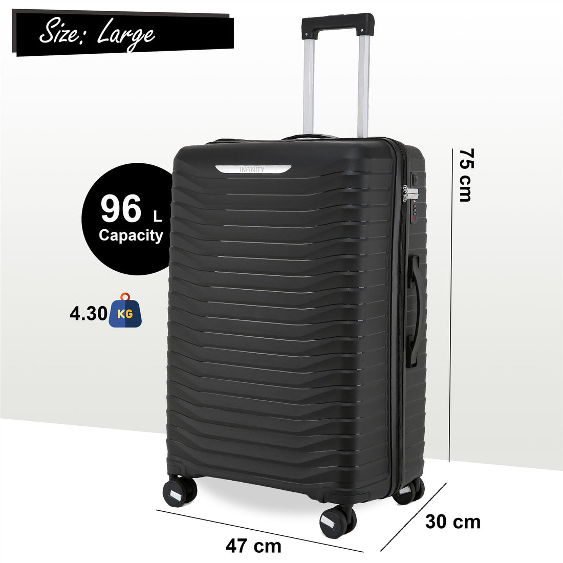 Burnaby Large Hard Shell Suitcase in Black