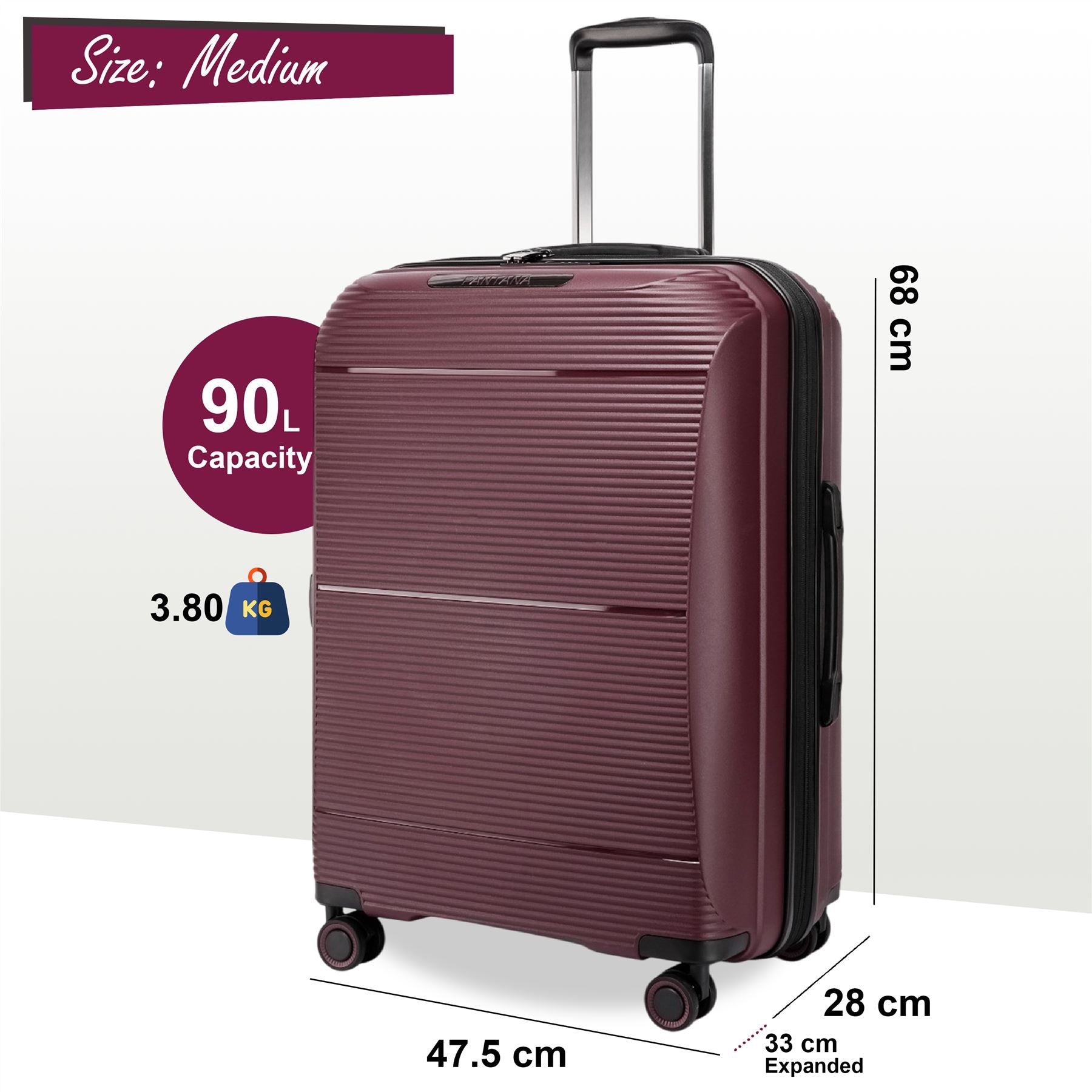 Abiko Medium Hard Shell Suitcase in Burgundy