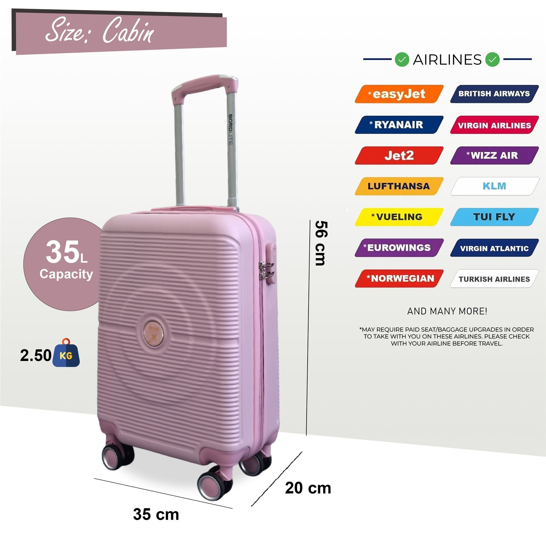 Seto Cabin Hard Shell Suitcase in Pink