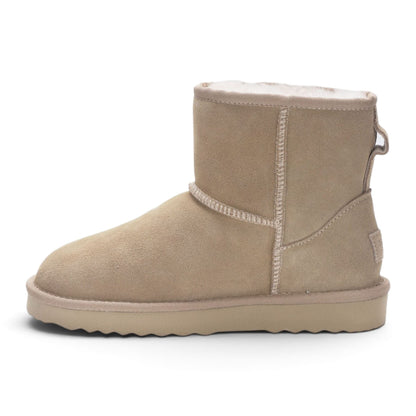 Women’s Sand Brown Genuine Sheepskin Real Fur Winter Ankle Boots - Frost
