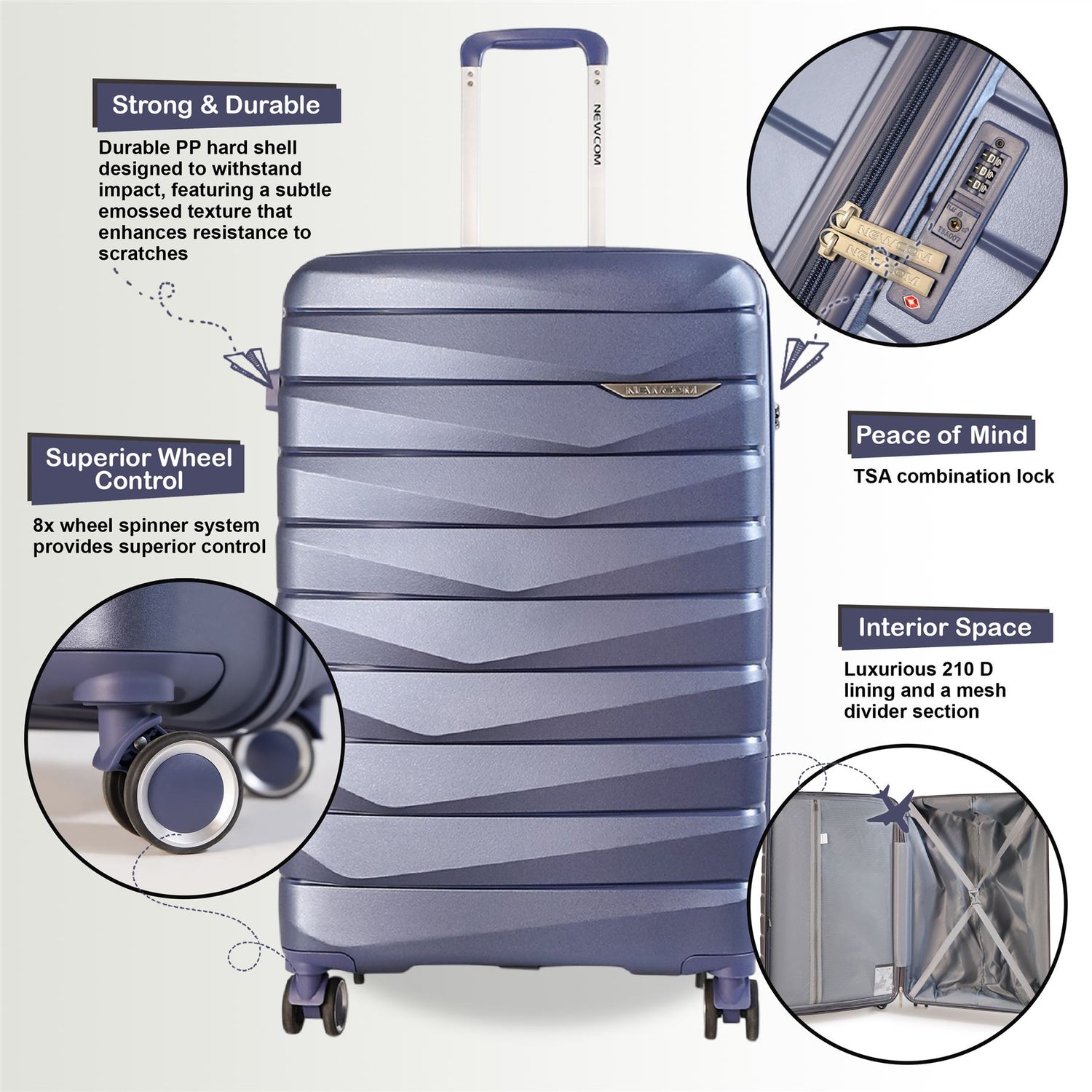 Forster Large Hard Shell TSA Suitcase in Blue