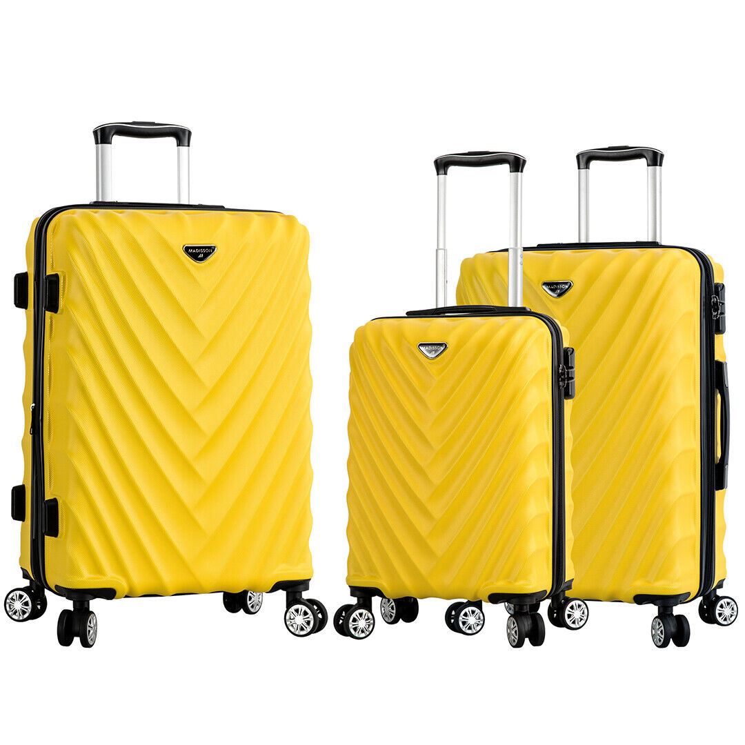 Strong Yellow Hard shell Suitcase 4 Wheel ABS Lightweight Cabin Luggage - Upperclass Fashions 