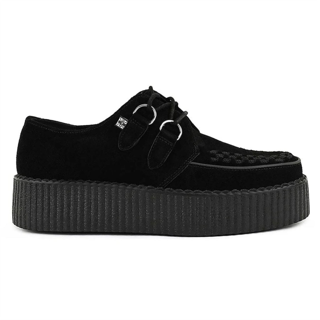 TUK Viva High Creeper Black Suede Platform Lace-Up Goth Shoes - AV7757