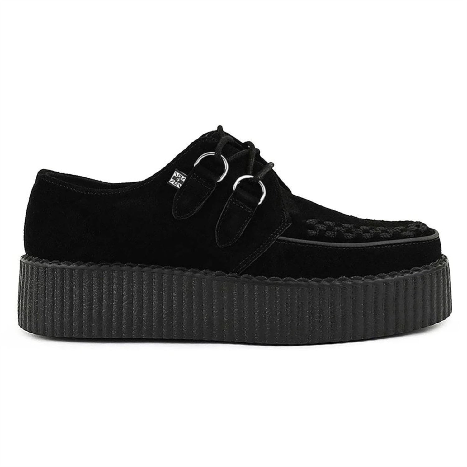 TUK Viva High Creeper Black Suede Platform Lace-Up Goth Shoes - AV7757