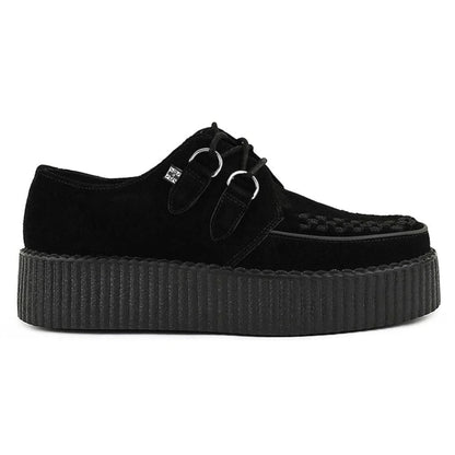 TUK Viva High Creeper Black Suede Platform Lace-Up Goth Shoes - AV7757