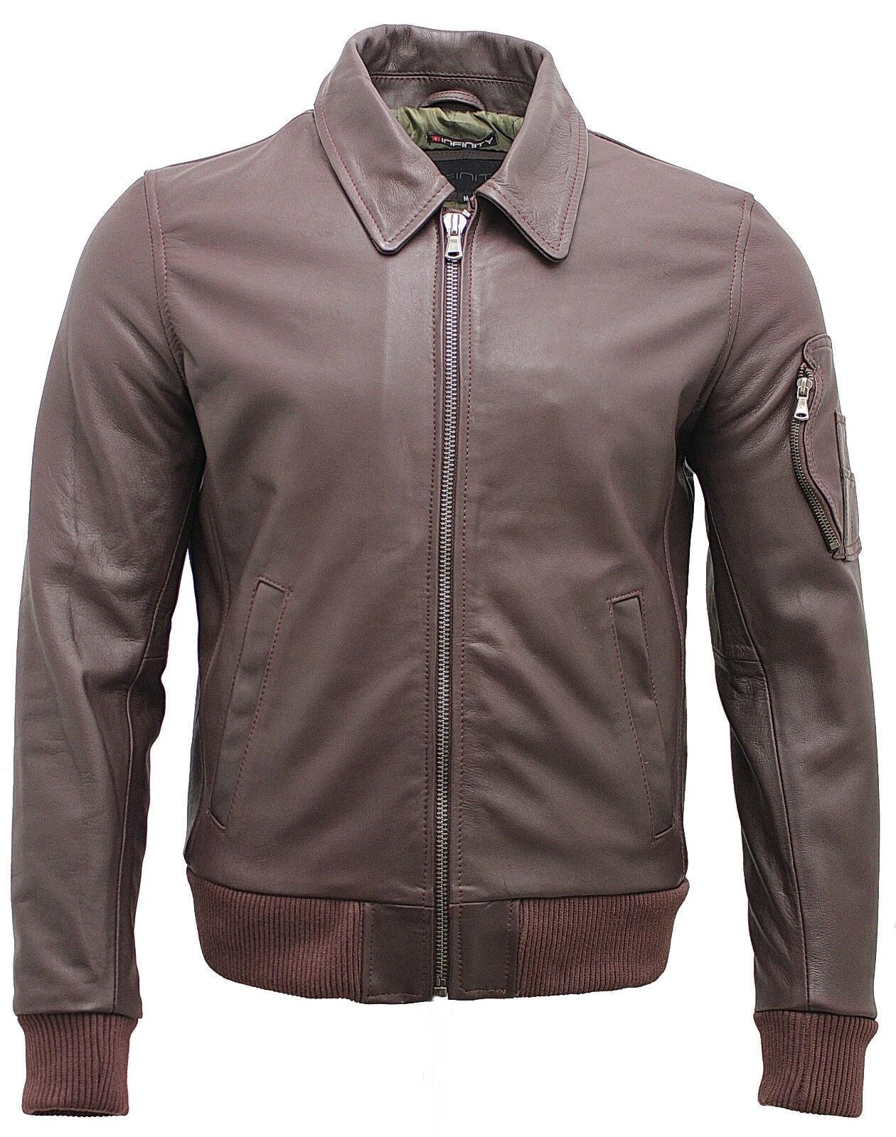 Mens Cowhide A2 Leather Bomber Jacket-Chingford