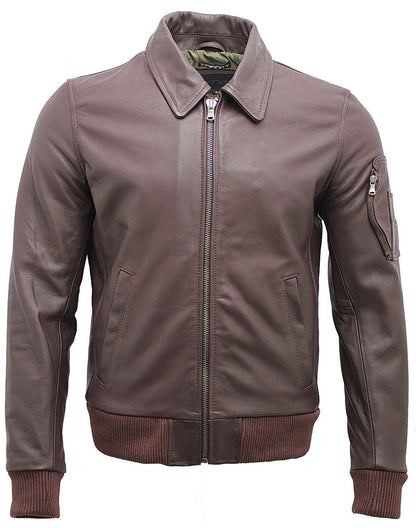 Mens Cowhide A2 Leather Bomber Jacket-Chingford