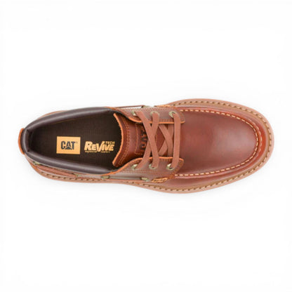 CAT (Caterpillar) Mens Dark Russet Brown Leather Low-Cut Boots - Colorado Boat Lo