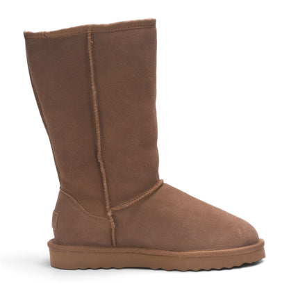 Women’s Chestnut Genuine Sheepskin Fur-Lined Winter Mid-Calf Boots