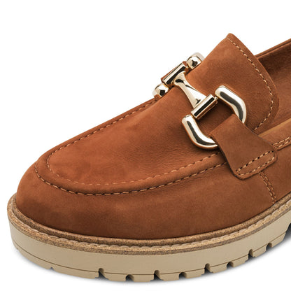 Tamaris Womens Cognac Tan Brown Leather Loafers Slip-On Platform Shoes