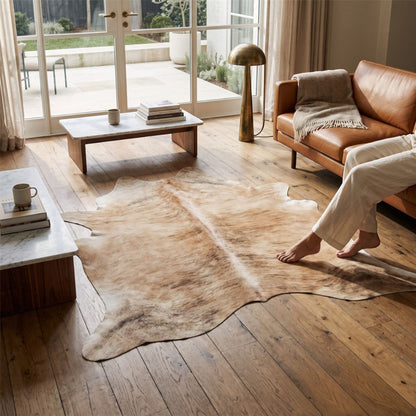 Natural Cow Leather Cowhide Hairon Rug - Light Brindle