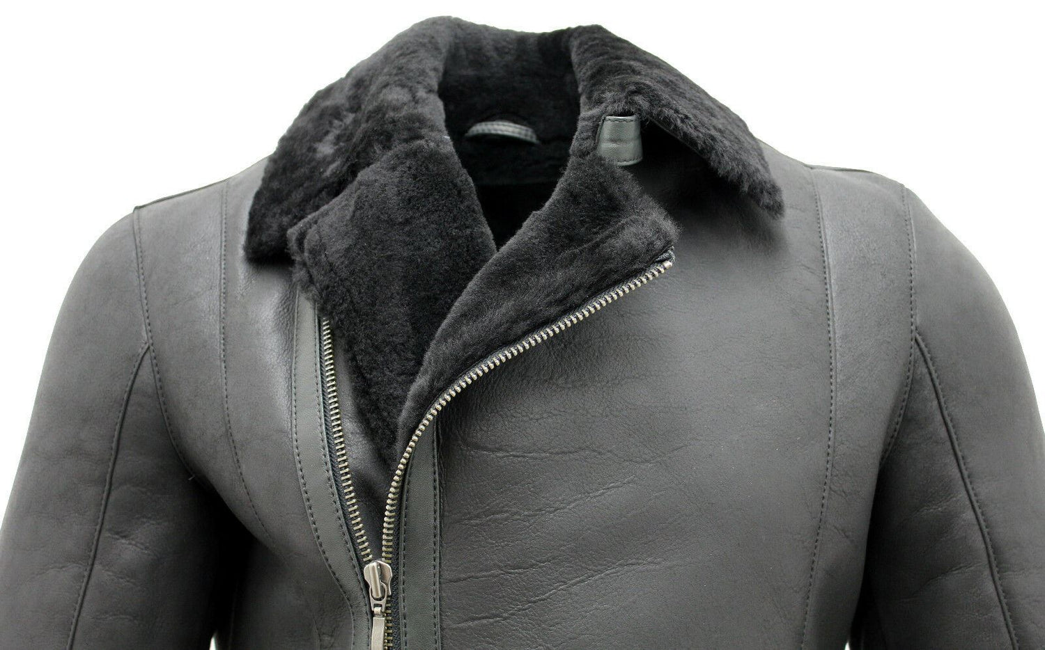 Mens Breasted Sheepskin Leather Biker Jacket-Heathfield