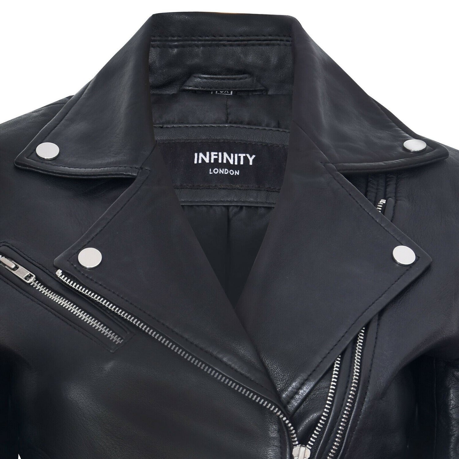 Womens Leather Retro Biker Jacket-Madeley