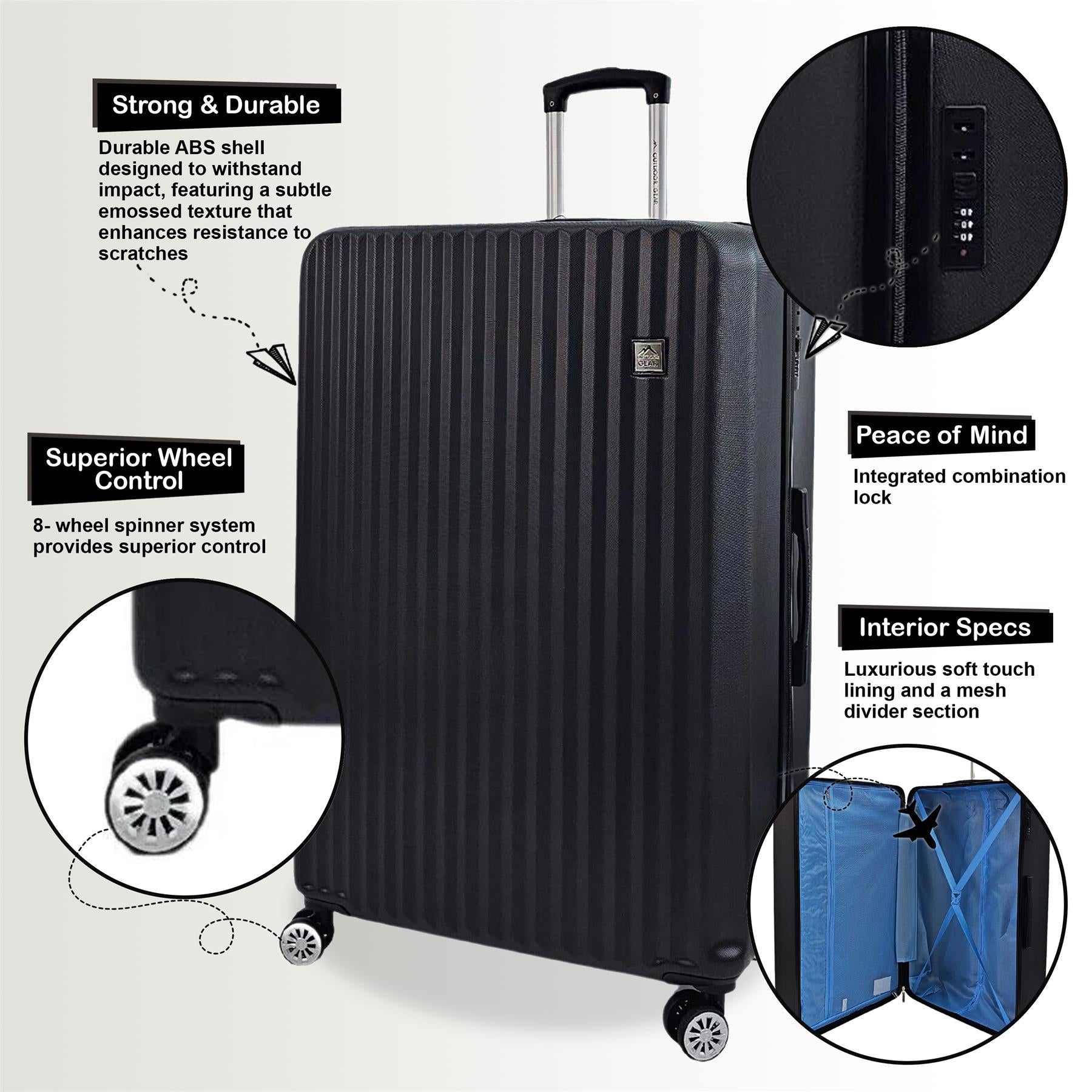 Albertville Extra Large Hard Shell Suitcase in Black