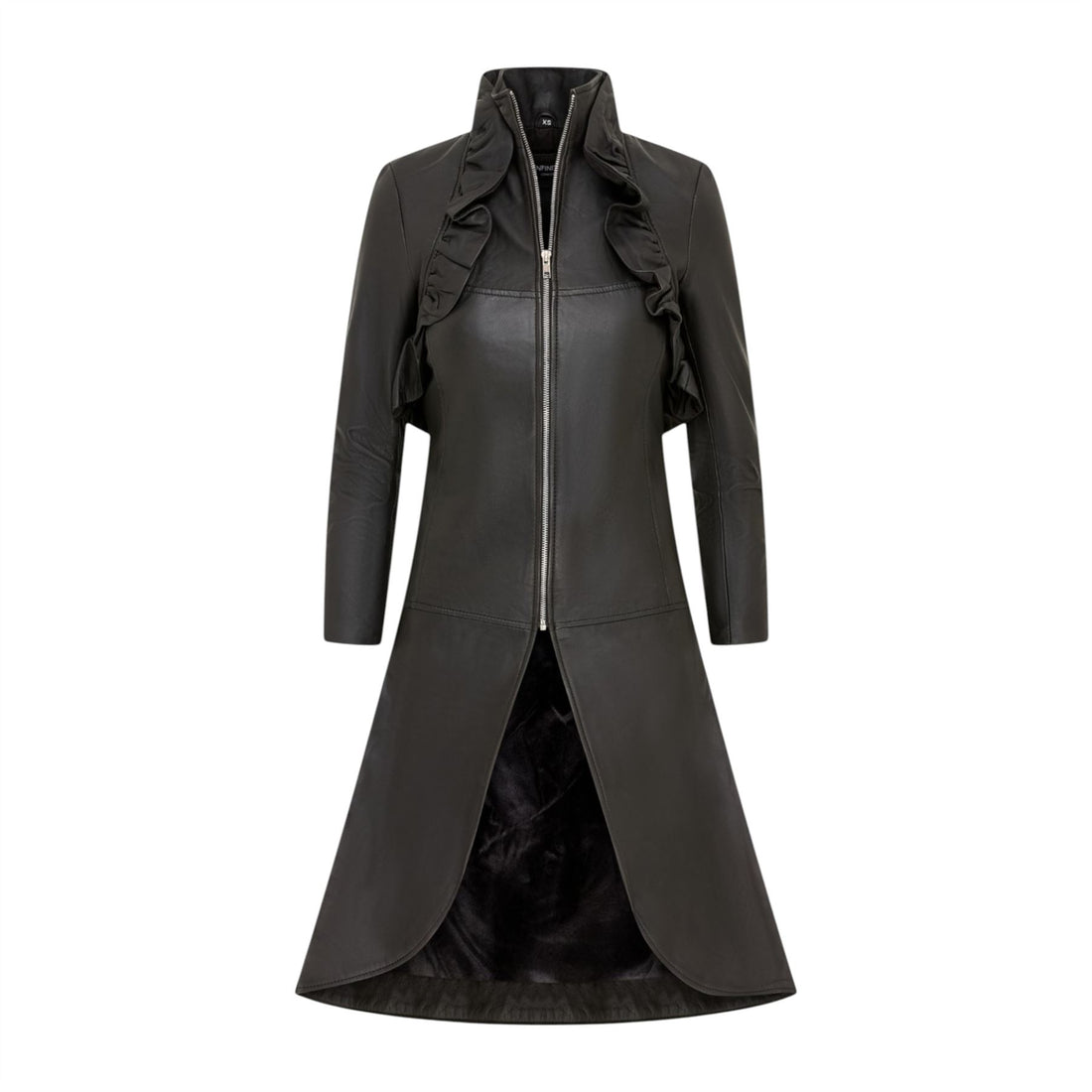 Womens Goth Leather High Collar Victorian Flare Tailcoat - Challa